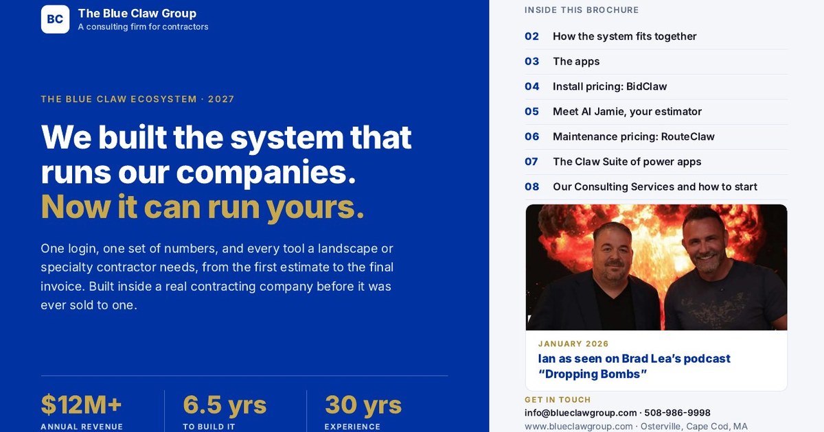 The Blue Claw Ecosystem brochure cover